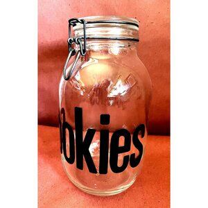 COOKIE Glass Jar with Hinged Lid  3 Liter 9' H  - Excellent.